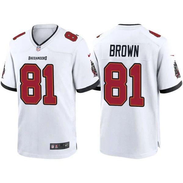 Men Tampa Bay Buccaneers 81 Antonio Brown Nike White Game NFL Jersey.